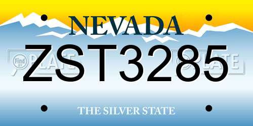 ZST3285 Nevada License Plate