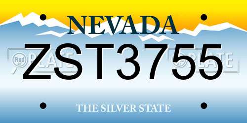 ZST3755 Nevada License Plate