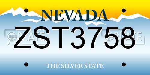 ZST3758 Nevada License Plate