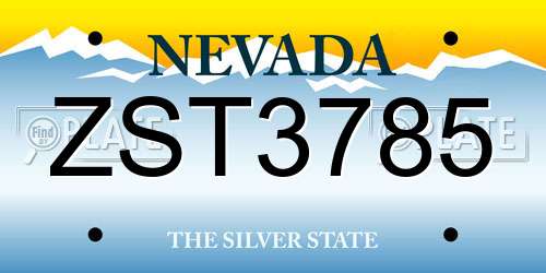 ZST3785 Nevada License Plate