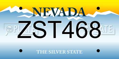 ZST468 Nevada License Plate