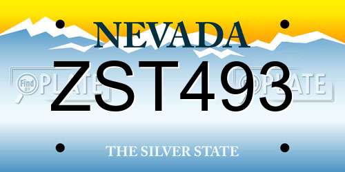 ZST493 Nevada License Plate