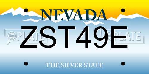 ZST49E Nevada License Plate