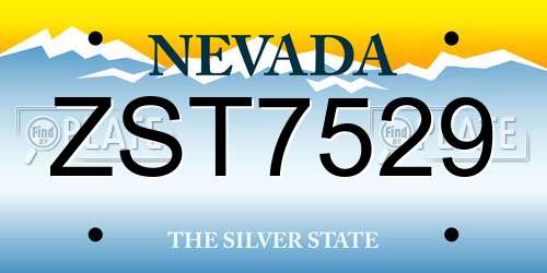 ZST7529 Nevada License Plate
