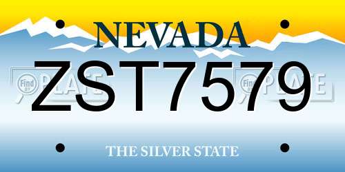 ZST7579 Nevada License Plate