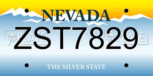 ZST7829 Nevada License Plate