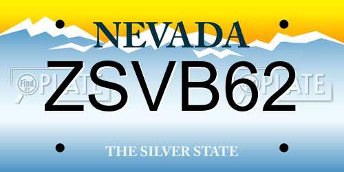 ZSVB62 Nevada License Plate
