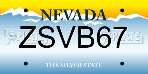 ZSVB67 Nevada License Plate