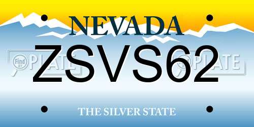 ZSVS62 Nevada License Plate