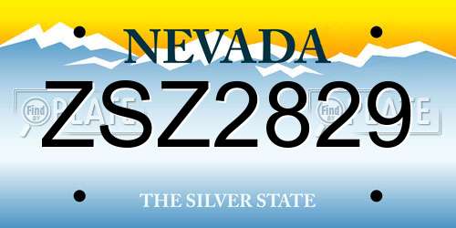 ZSZ2829 Nevada License Plate