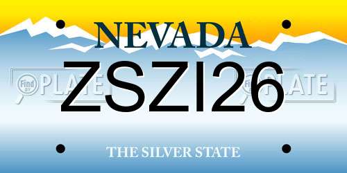 ZSZI26 Nevada License Plate
