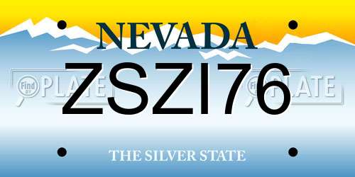 ZSZI76 Nevada License Plate