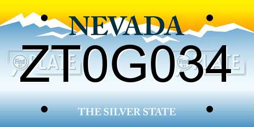 ZT0G034 Nevada License Plate