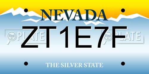 ZT1E7F Nevada License Plate
