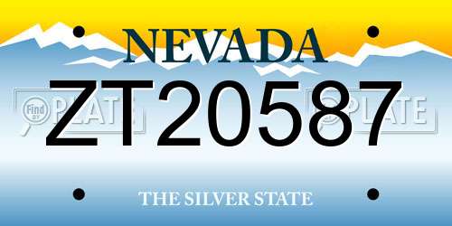 ZT20587 Nevada License Plate