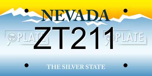 ZT211 Nevada License Plate