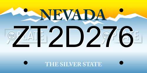 ZT2D276 Nevada License Plate
