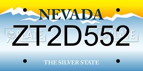 ZT2D552 Nevada License Plate