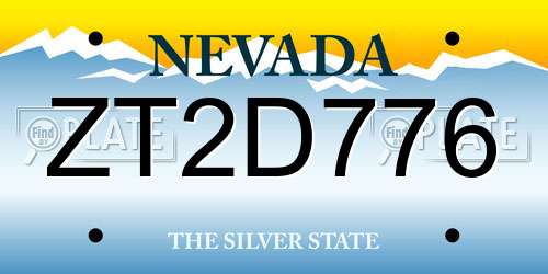 ZT2D776 Nevada License Plate