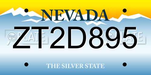 ZT2D895 Nevada License Plate