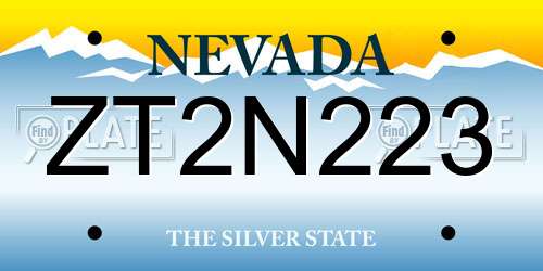 ZT2N223 Nevada License Plate