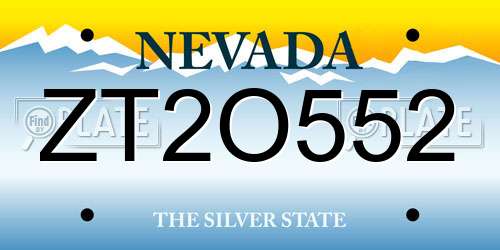 ZT2O552 Nevada License Plate