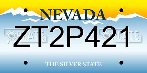 ZT2P421 Nevada License Plate