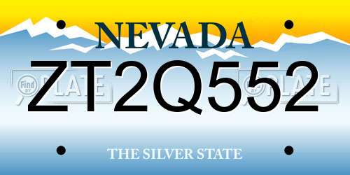 ZT2Q552 Nevada License Plate