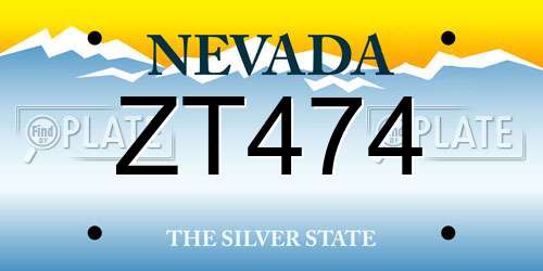 ZT474 Nevada License Plate