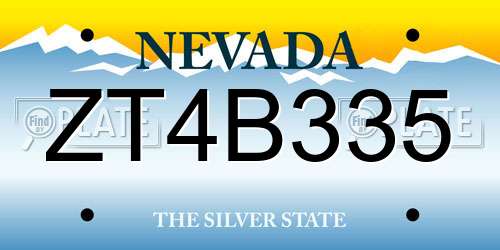 ZT4B335 Nevada License Plate
