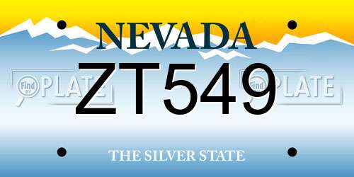 ZT549 Nevada License Plate