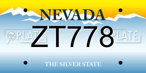 ZT778 Nevada License Plate
