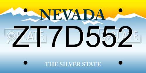 ZT7D552 Nevada License Plate
