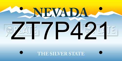ZT7P421 Nevada License Plate