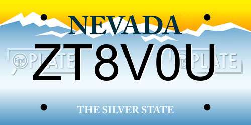 ZT8V0U Nevada License Plate
