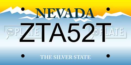 ZTA52T Nevada License Plate
