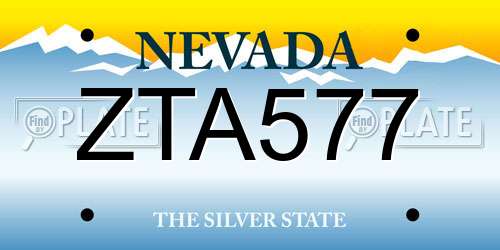 ZTA577 Nevada License Plate