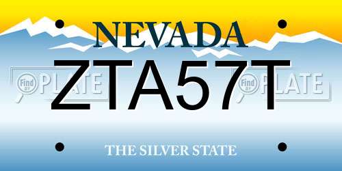 ZTA57T Nevada License Plate