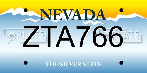 ZTA766 Nevada License Plate