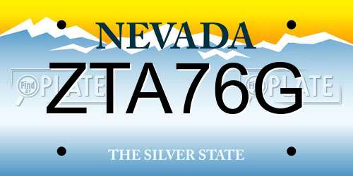 ZTA76G Nevada License Plate