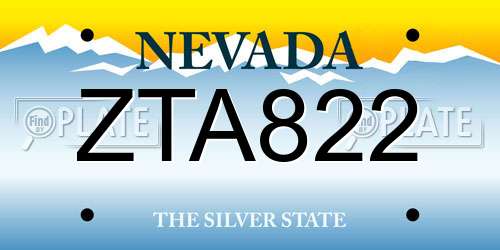 ZTA822 Nevada License Plate