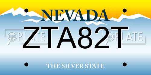 ZTA82T Nevada License Plate