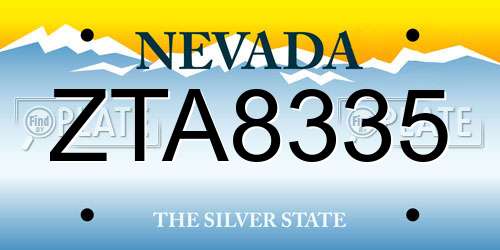 ZTA8335 Nevada License Plate