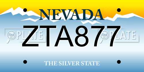ZTA877 Nevada License Plate