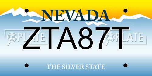 ZTA87T Nevada License Plate