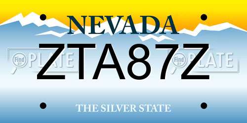 ZTA87Z Nevada License Plate