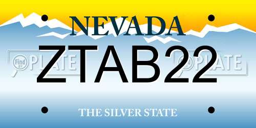 ZTAB22 Nevada License Plate