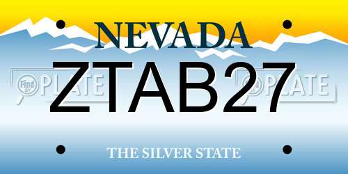 ZTAB27 Nevada License Plate