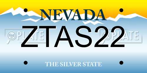 ZTAS22 Nevada License Plate