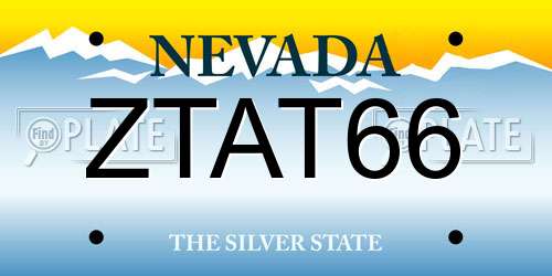 ZTAT66 Nevada License Plate